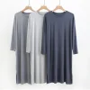 peignoir mi long à manches longues et col rond pour hommes, robe décontractée, vêtements de nuit en modal doux, monochromatique, mince, vêtements de nuit d'été, nouveau, 2025
