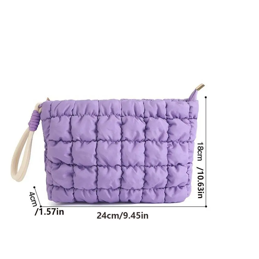 pochette de maquillage bouffante de style coréen, couleur unie avec fermeture éclair, sac à main nuage de grande capacité, sac à cosmétiques doux pour femmes et filles pochette de maquillage bouffante de style coréen, couleur unie avec fermeture éclair, sac à main nuage de grande capacité, sac à cosmétiques doux pour femmes et filles