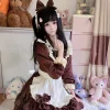 femme de chambre japonaise lolita élémentaire carnaval cosplay sexy mignon caf É costume tablier rose charmante robe manga exposition performance