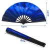 afourt 2 pièces grand ventilateur pliant portable en nylon tissu chinois kung fu ventilateur festival décoration pour cadeaux de fête