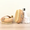 brosse corporelle en bois pour spa, poils de sanglier naturels, peau sèche organique, brosses de douche pour dos humide en bambou, brosse de bain exfoliante