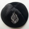 kippah en velours juif avec broderie de feu pour hommes, chapeau yamaka kippot bleu royal gris 18cm