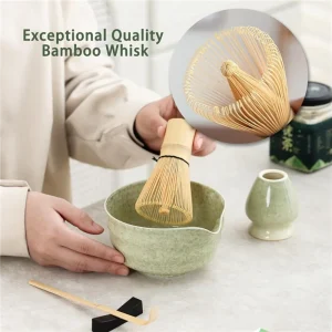 Ensemble Matcha ABUN-2X, service à thé japonais comprenant un bol Matcha avec bec, un support Matcha, une cuillère Matcha en bambou et en bambou Ensemble Matcha ABUN-2X, service à thé japonais comprenant un bol Matcha avec bec, un support Matcha, une cuillère Matcha en bambou et en bambou