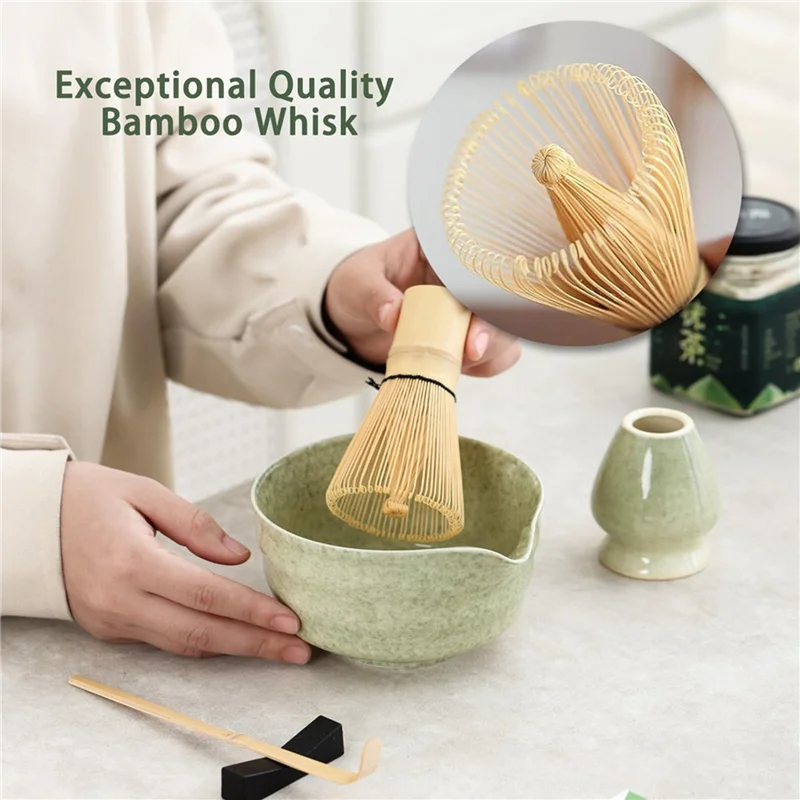 Ensemble Matcha ABUN-2X, service à thé japonais comprenant un bol Matcha avec bec, un support Matcha, une cuillère Matcha en bambou et en bambou Ensemble Matcha ABUN-2X, service à thé japonais comprenant un bol Matcha avec bec, un support Matcha, une cuillère Matcha en bambou et en bambou