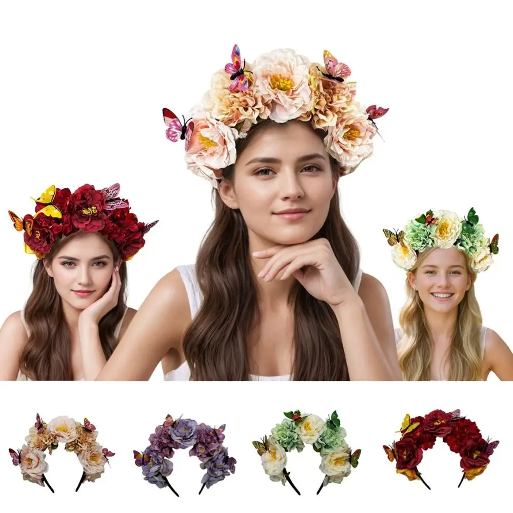 bandeau à fleurs bohème tendance, fausse fleur, coiffure papillon, couronne florale, cerceau pour cheveux, style ethnique bandeau à fleurs bohème tendance, fausse fleur, coiffure papillon, couronne florale, cerceau pour cheveux, style ethnique