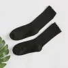 chaussettes en coton à volants rétro japonais pour femmes, style de botte de rinçage de document solide, cadeau de noël harajuku, rose, jaune, mignon, petite amie