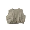 veste d'automne sans manches pour enfants, style coréen, pour garçons et filles, gilet décontracté, couleur unie, rétro japonais