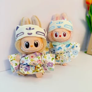 Ensemble de vêtements Kimono japonais pour poupée Labubu 15/17cm, accessoires de tenue d’été de couleur claire Ensemble de vêtements Kimono japonais pour poupée Labubu 15/17cm, accessoires de tenue d’été de couleur claire