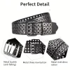 ceinture pour femmes, perles carrées à la mode, clous en saule, trois yeux d'échappement, punk street cool, ceintures personnalisées pour hommes et femmes