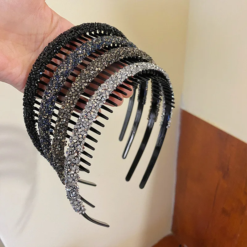 bandeau de cheveux antidérapant en strass, couronne crânienne haute, finition de cheveux cassés, lavage du visage, accessoires pour cheveux polyvalents bandeau de cheveux antidérapant en strass, couronne crânienne haute, finition de cheveux cassés, lavage du visage, accessoires pour cheveux polyvalents