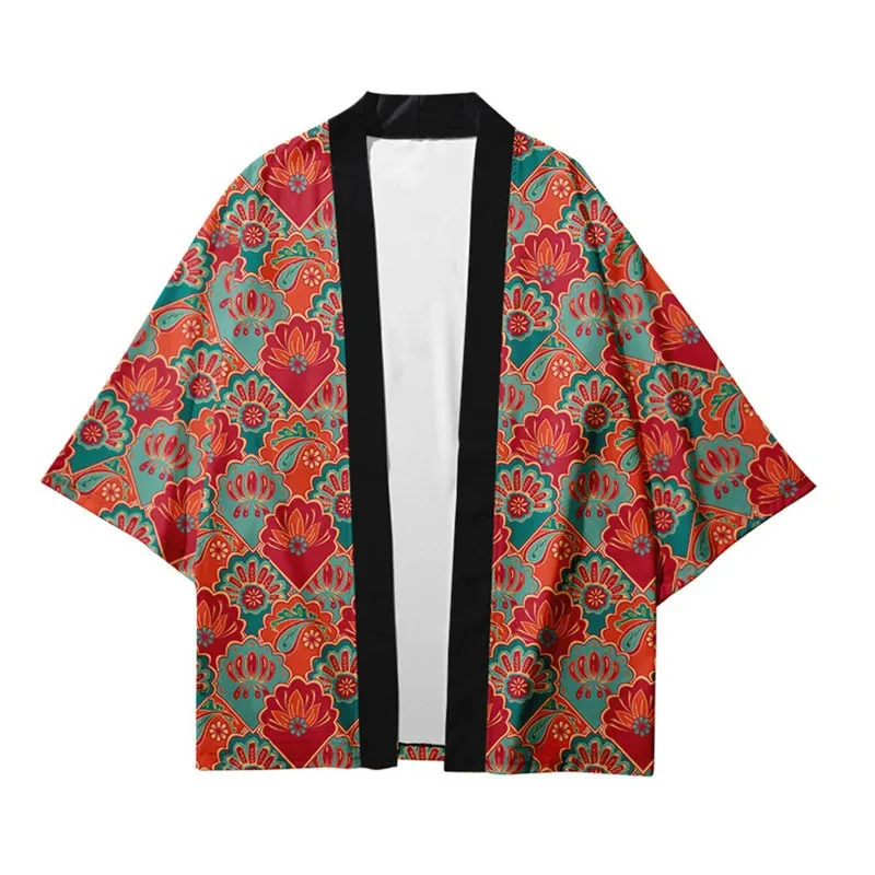 kimono yukata imprimé floral pour hommes et femmes, cardigan, chemisier ample, haori, vêtements anime asiatiques, chemise kimono japonaise harajuku kimono yukata imprimé floral pour hommes et femmes, cardigan, chemisier ample, haori, vêtements anime asiatiques, chemise kimono japonaise harajuku