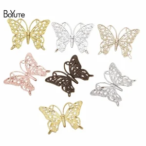 BoYuTe-Accessoires de bijoux faits à la main, papillon en métal et laiton, filig123, 25x35mm, 50 pièces par lot