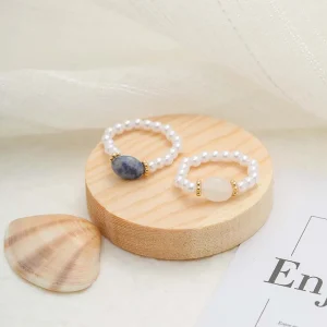 Tempérament personnalité coréenne filles femmes bagues perle bague pierre naturelle bijoux de mode