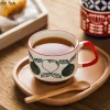 tasse à café florale rétro de style japonais, tasse en céramique, lait, avoine, poignée créative, tasse à latte, thé, standardisation, maison, couple, eau, 300ml