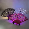 Éclat créatif pliant ventilateur led portable led lumineux danse lumière ventilateur festivals à la main led ventilateur lumineux noël