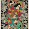 affiche d'art de tatouage japonais, autocollant mural en papier kraft, décoration de la maison