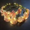couronne de fleurs lumineuse pour femme et fille, bande de sauna, coiffe, ixde mariage, festival, noël, halloween