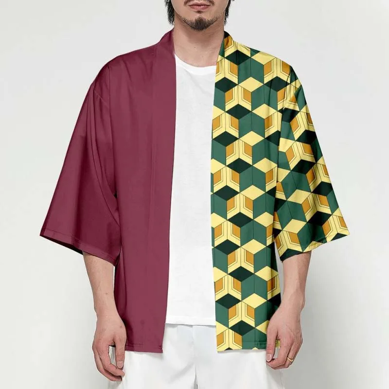 cardigan kimono cosplay kamado tanjirou pour hommes et femmes, manteau haori japonais, kamade zezeko, veste de plage pour jeu de rôle animé cardigan kimono cosplay kamado tanjirou pour hommes et femmes, manteau haori japonais, kamade zezeko, veste de plage pour jeu de rôle animé