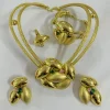 ensemble de bijoux couleur or dubaï pour mariée, grand collier et boucles d'oreilles, bracelet de fête africain élégant, bague, bijoux