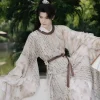 hanfu – robe à col rond avec impression de calligraphie traditionnelle originale, dynastie des chansons, teinture, costume d'événement de carnaval, cosplay sur scène