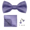 ensemble de nœuds papillon pour hommes, 3 pièces, couleur unie, chemises carrées de poche, boutons de manchette, costume papillon pour affaires, mariage, décoration cravate