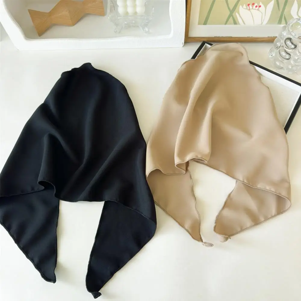 foulard triangle en satin de soie pour femmes, couleur unie, bandeau à lacets, voyage d'été, photo littéraire foulard triangle en satin de soie pour femmes, couleur unie, bandeau à lacets, voyage d'été, photo littéraire