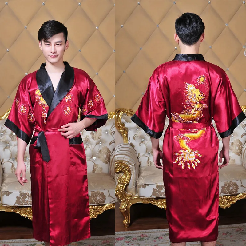 peignoir kimono brodé à deux côtés pour hommes, robe dragon traditionnelle, vêtements de nuit pour la maison peignoir kimono brodé à deux côtés pour hommes, robe dragon traditionnelle, vêtements de nuit pour la maison