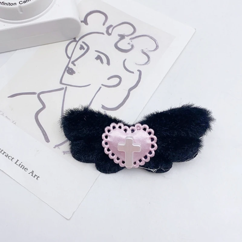 pinces à cheveux gothiques, croix, cœur, aile d'ange, épingles à cheveux esthétiques y2k, barrettes harajuku, accessoires pinces à cheveux gothiques, croix, cœur, aile d'ange, épingles à cheveux esthétiques y2k, barrettes harajuku, accessoires