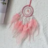 pendentif de voiture attrape rêves fait à la main, tricot à la main, pompon délicat, pierre de cristal, intérieur exquis avec plume