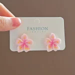 Boucle d&rsquo;oreille en résine de fleur de sakura pour femme, rose, aucune fleur, géométrie, doux, mignon, accessoire de bijoux, cadeau de mariage pour fille