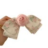 pince à cheveux rose en tissu, petite fleur fragmentée, queue de cheval, nœud doux et mignon, pièce de sauna