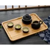 plateau à thé en bambou japonais simple, plateaux de service de rangement de cuisine, assiette d'hôtel à domicile pour dessert petit déjeuner café plateau de nourriture