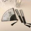 Éventail pliant de style rétro pour femme, motif japonais, tissu rétro, artisanat d'art, cadeau, décoration de la maison, ornement, éventail à main dansant