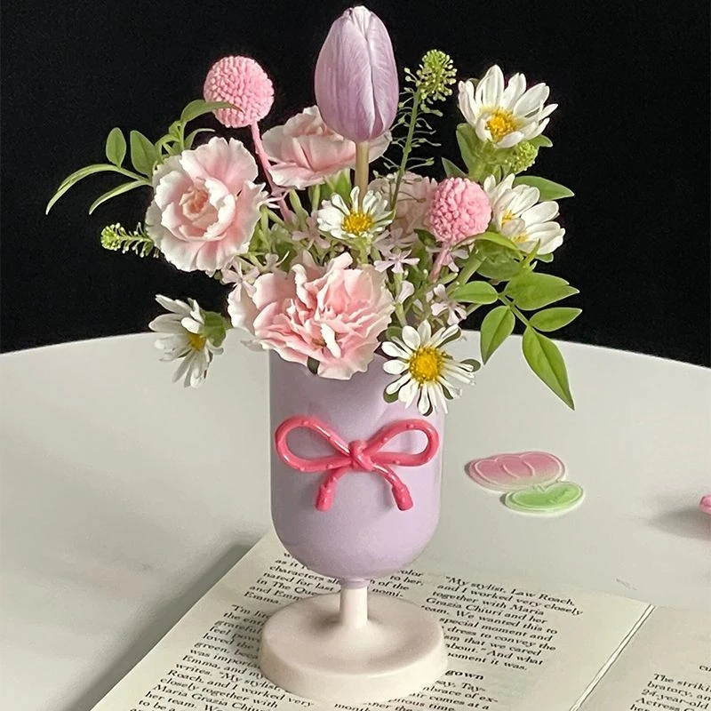 ins – vase à fleurs en plastique avec nœud papillon, décoratif esthétique, arrangement floral de mariage, pot de fleurs diy, décoration de maison et de bureau ins – vase à fleurs en plastique avec nœud papillon, décoratif esthétique, arrangement floral de mariage, pot de fleurs diy, décoration de maison et de bureau