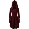 robe gothique vintage élégante à manches longues, à capuche, ceinturée, y2k, costume de spectacle festif pour femmes, couleur pure, tendance, cosplay, nouvelle collection 2025