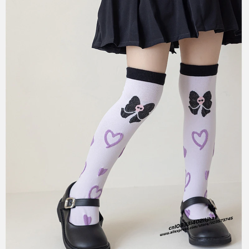 kawaii sanrio kuromi chaussettes anime hello kitty printemps été doux dans le tube dessin animé chaussettes filles mignonnes coton maison chaussette chaude kawaii sanrio kuromi chaussettes anime hello kitty printemps été doux dans le tube dessin animé chaussettes filles mignonnes coton maison chaussette chaude