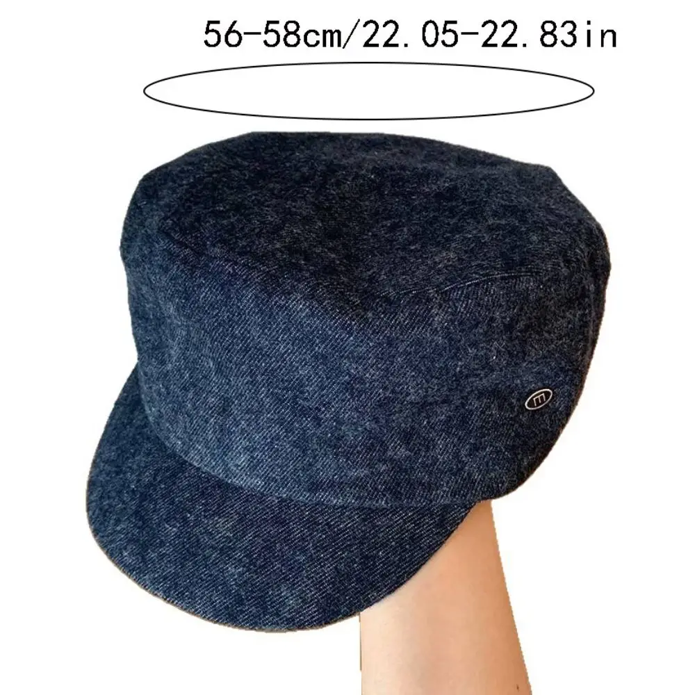 béret en jean vintage décontracté y2k à bord plat, casquette de peintre de style britannique, chapeau octogonal d'artiste polyvalent, automne béret en jean vintage décontracté y2k à bord plat, casquette de peintre de style britannique, chapeau octogonal d'artiste polyvalent, automne