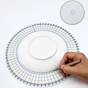 Diviseur rond de poterie de 26cm, pièces égaux circulaires, règle de séparation de carte, bricolage, sous glaçure en céramique peinte, tampon auxiliaire, outil de peinture
