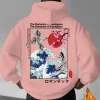 japon ukiyoe sakura & big wave kanagawa imprimer hommes femmes sweat à capuche automne hiver quotidien fitness décontracté ample chaud vêtements de sport