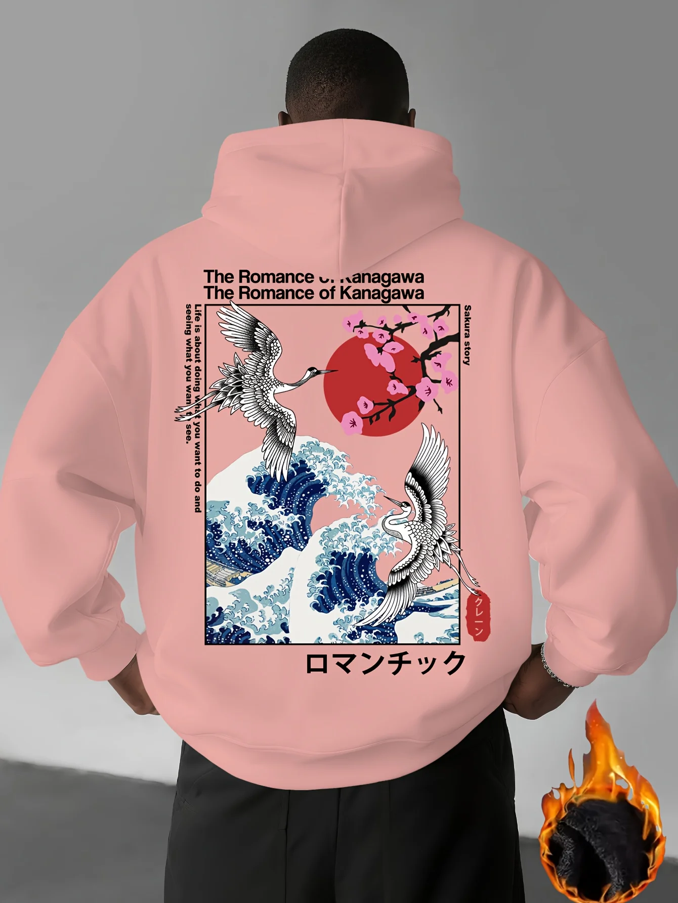 japon ukiyoe sakura & big wave kanagawa imprimer hommes femmes sweat à capuche automne hiver quotidien fitness décontracté ample chaud vêtements de sport japon ukiyoe sakura & big wave kanagawa imprimer hommes femmes sweat à capuche automne hiver quotidien fitness décontracté ample chaud vêtements de sport