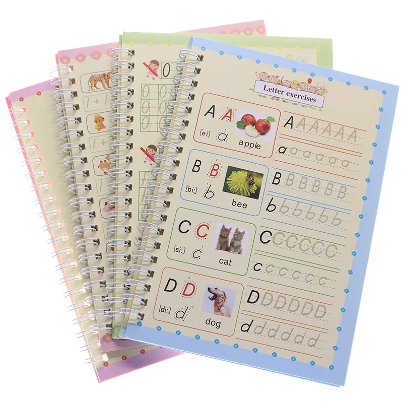 cahier d'écriture magique pour enfants avec autocollants, jouets de calligraphie montessori, cahier anglais, nettoyage et stylos, 1 ensemble, 4 pièces cahier d'écriture magique pour enfants avec autocollants, jouets de calligraphie montessori, cahier anglais, nettoyage et stylos, 1 ensemble, 4 pièces
