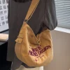 sac en toile simple japonais, sac à bandoulière de grande capacité pour classe de banlieue, fourre tout brodé pour femmes, sacs seau
