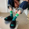 chaussettes de couleur contrastée à la mode et polyvalentes pour femmes, chaussettes montantes à empiler, version coréenne de chaussettes en coton printemps/été