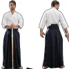 Aikido Gi uniforme coton Hapkido pantalon Kendo Hakama noir bleu profond blanc samouraï japonais traditionnel Keikogi Aikido Gi uniforme coton Hapkido pantalon Kendo Hakama noir bleu profond blanc samouraï japonais traditionnel Keikogi