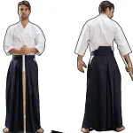 Aikido Gi uniforme coton Hapkido pantalon Kendo Hakama noir bleu profond blanc samouraï japonais traditionnel Keikogi Aikido Gi uniforme coton Hapkido pantalon Kendo Hakama noir bleu profond blanc samouraï japonais traditionnel Keikogi