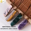 collier pendentif pierre naturelle , colliers en cristal de guérison, pendentif en tranches de pierre naturelle irrégulière quartz rose lapis lazuli amethyste labradorite, œil de tigre pierre precieuse naturelle h090