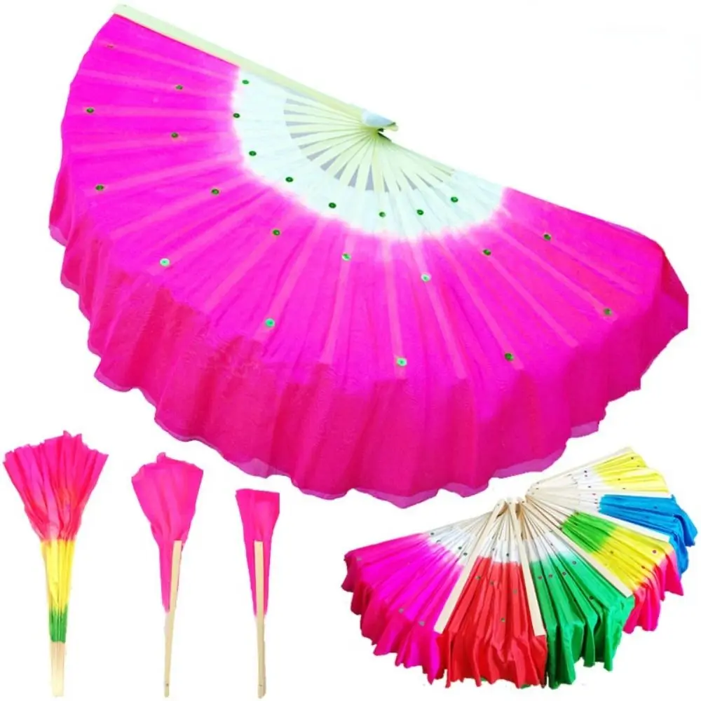 Éventail de danse yangko multicolore fait à la main, voile de soie classique de style chinois, demi cercle en soie, éventails de danse du ventre, art populaire chinois Éventail de danse yangko multicolore fait à la main, voile de soie classique de style chinois, demi cercle en soie, éventails de danse du ventre, art populaire chinois