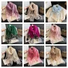 mode coréenne mince foulard en soie élégant nœud broderie écharpe de luxe couleur unie dentelle écharpe enveloppes printemps