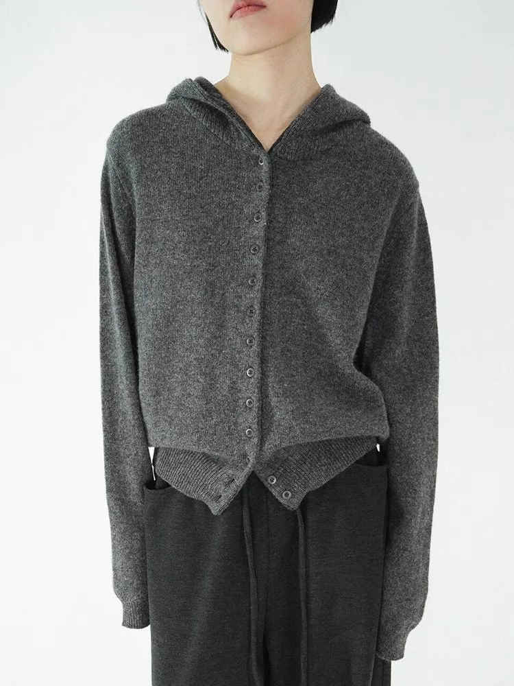 cardigan à capuche pour femme, pull en pur cachemire, veste tricotée européenne à capuche épaisse, nouvelle collection automne/hiver 2025 100% cardigan à capuche pour femme, pull en pur cachemire, veste tricotée européenne à capuche épaisse, nouvelle collection automne/hiver 2025 100%