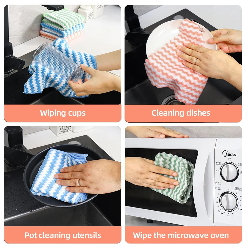 chiffon de nettoyage absorbant l'eau en fibres super fines, pour la vaisselle de cuisine, outils de nettoyage ménagers polyvalents, 5 pièces/10 pièces chiffon de nettoyage absorbant l'eau en fibres super fines, pour la vaisselle de cuisine, outils de nettoyage ménagers polyvalents, 5 pièces/10 pièces
